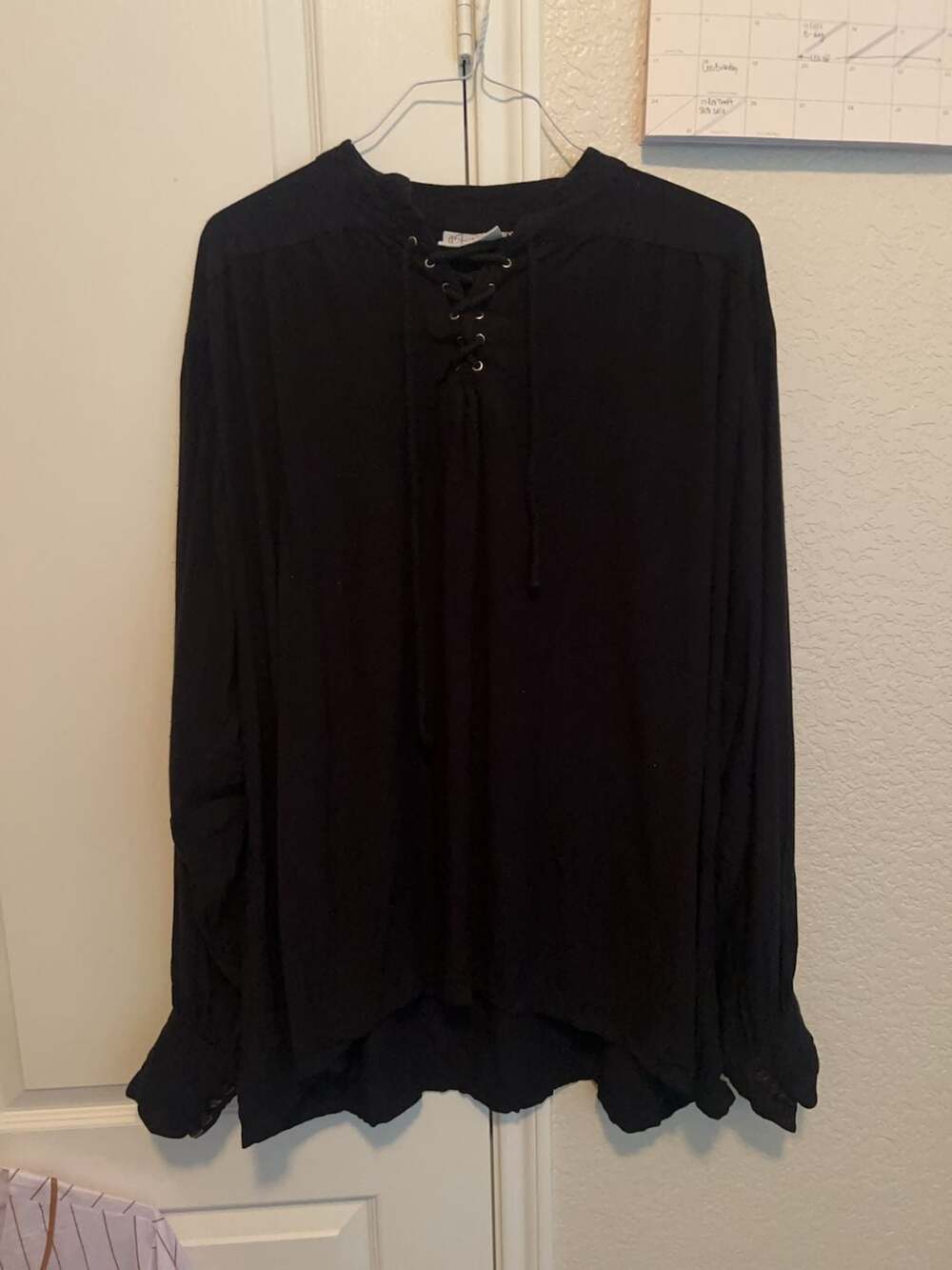 The Pirate Dressing Black Lace-Up Poet Shirt XXL